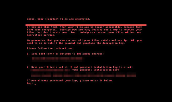 欧州を中心としたサイバー攻撃に利用されたランサムウェア「Petya」の脅迫画面
